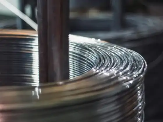Close-up of a coil of steel wire